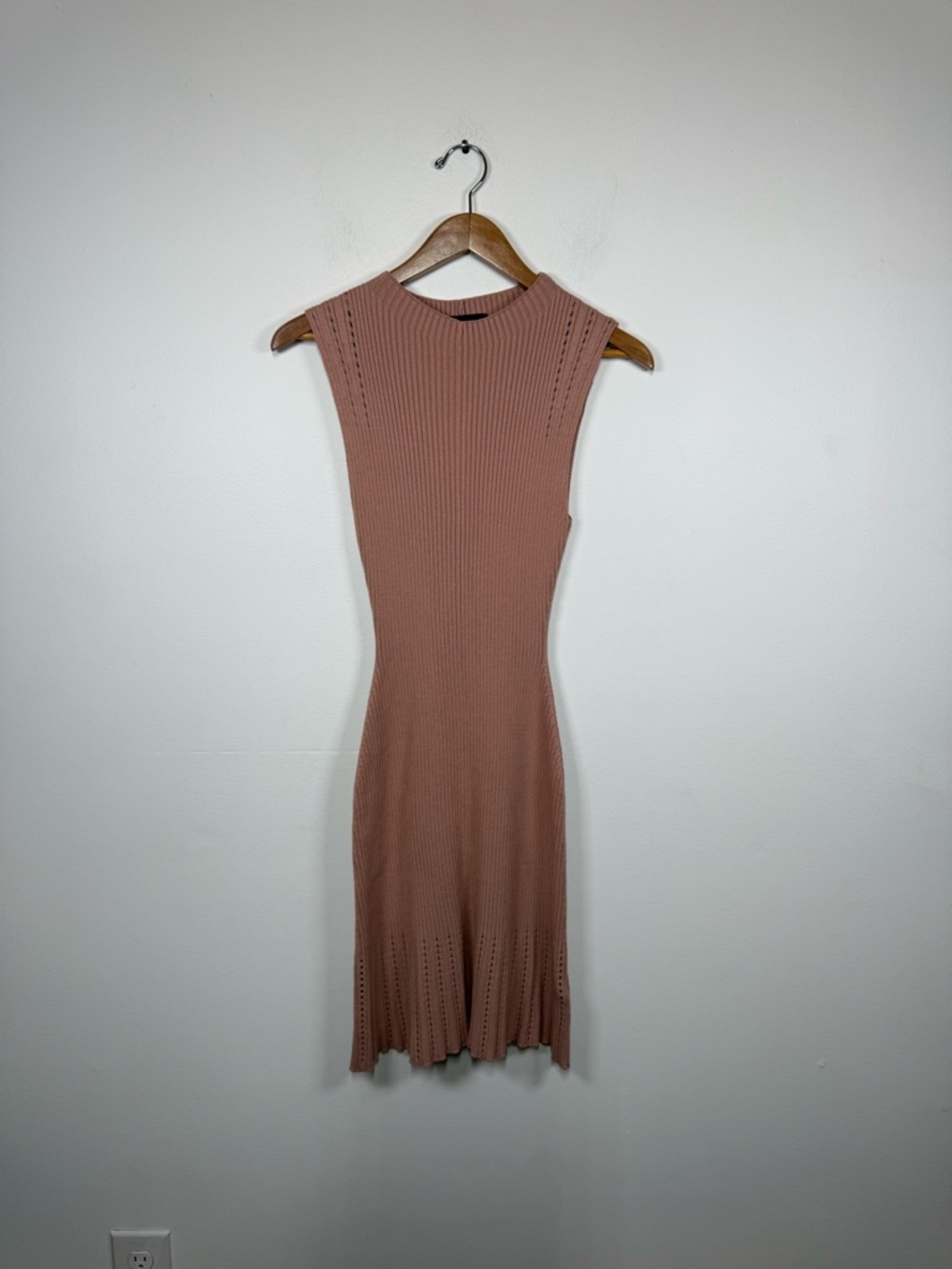 Club Monaco Rose Sleeveless Ribbed Pointelle Dress - Picture 2 of 7